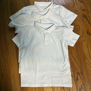 3 White polo uniform shirts size 7
